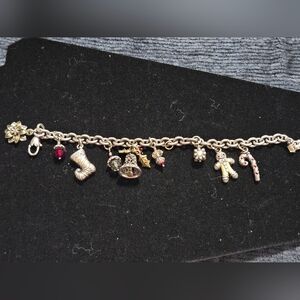 Brighton Silver-Tone Holiday Charm Bracelet with Red Beads
